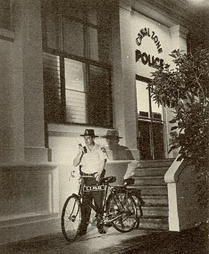 Canal Zone Bicycle Police wearing Hat Badge (probably BG-16.2)