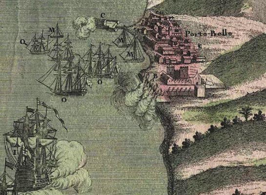 Town of Portobello under attack by Admiral Vernon