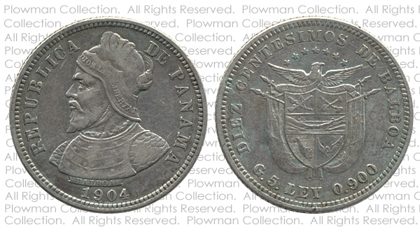 Example of a Diez Centsimos of 1904 Coin in F-12