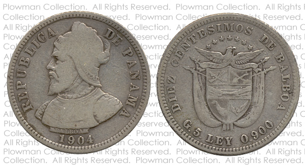 Example of a Diez Centsimos of 1904 Coin in G-4