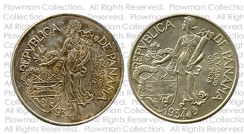 Picture of real versus counterfeit reverse side 1934 Un Balboa