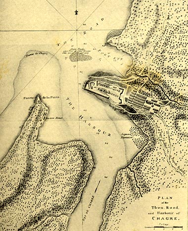 Map of Chagres River and Fort San Lorenzo first published 1761
