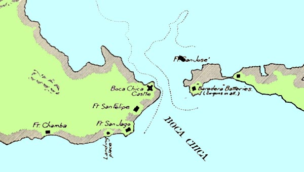 Map of Boca Chica in 1741